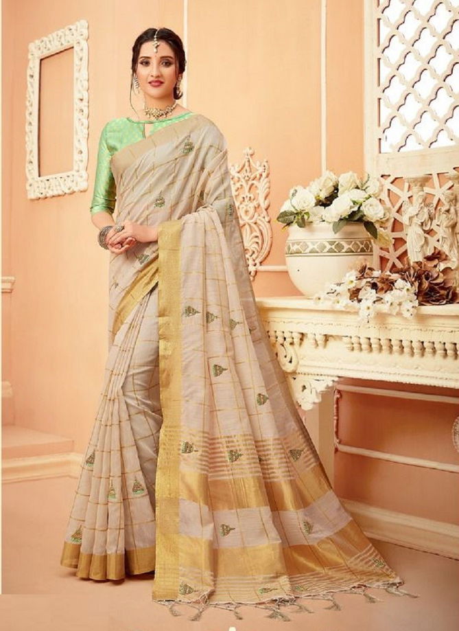 Chikoo Colour Aradhana Stylewell New Latest Designer Ethnic Wear Cotton Saree Collection 797